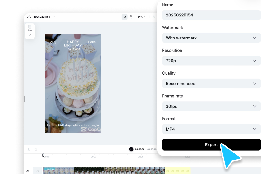 Export your birthday video